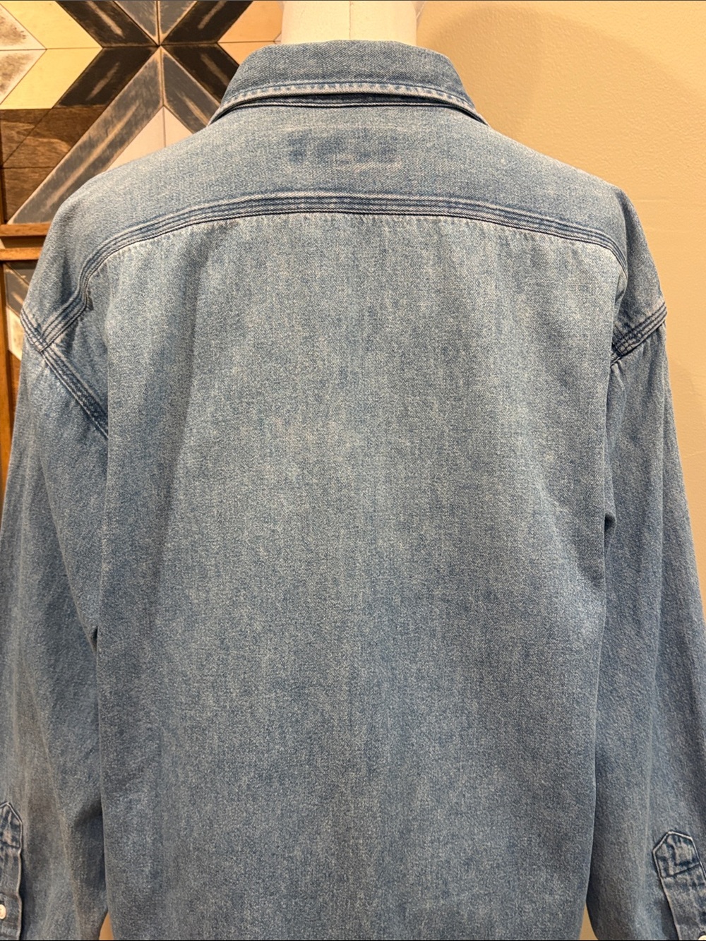 Vintage Ralph Lauren 90s Light Blue Denim Button-Front Workshirt Unisex Medium - Picture 6 of 10